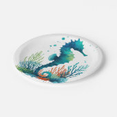 航海の/ビーチ/沿岸海馬アート ペーパープレート (アングル)