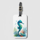 航海の/ビーチ/沿岸海馬アート ラゲッジタグ (正面縦)