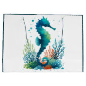 航海の/ビーチ/沿岸海馬アート ラージペーパーバッグ (裏面)