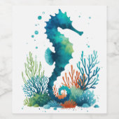 航海の/ビーチ/沿岸海馬アート ワインラベル (シングルラベル)