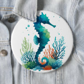 航海の/ビーチ/沿岸海馬アート 缶バッジ (インサイチュ)