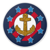 航海の |フェイク金ゴールドグリッターいかり |星 セラミックノブ (正面)