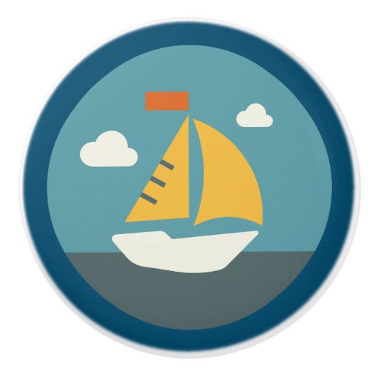 航海の,沿岸生活,帆船 セラミックノブ (正面)