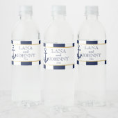 航海の、海軍の金ゴールドと共にストライプ ペットボトルラベル (ボトル)