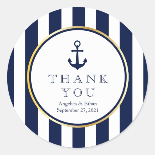 航海の、海軍ストライプはステッカー感謝していしています ラウンドシール (正面)