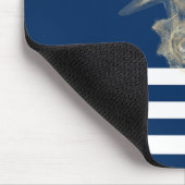 航海の,金ゴールドシーシェルNavy Blueストライプ マウスパッド (コーナー)