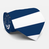 航海の,金ゴールドボートホイール，ネイビーブルーストライプズ ネクタイ (ロール)