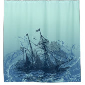 航海の-青い船 シャワーカーテン (正面)