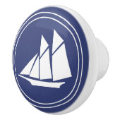 航海の | White Sailboat on Dark Blue セラミックノブ (右)