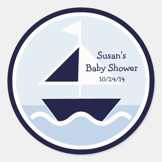 航海の/William/Sailboat/Stickers/Cupcakeトッパー ラウンドシール (正面)