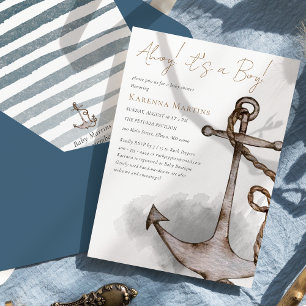 航海のAdventure Ahoy It's a Boy Baby Shower 招待状