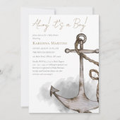 航海のAdventure Ahoy It's a Boy Baby Shower 招待状 (正面)