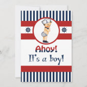 航海のAhoyそれは男の子のベビーシャワーの招待状です 招待状 (正面)