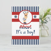 航海のAhoyそれは男の子のベビーシャワーの招待状です 招待状 (スタンド正面)