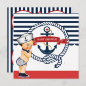 航海のAhoyそれは男の子のベビーシャワーの招待状です 招待状 (正面/裏面)