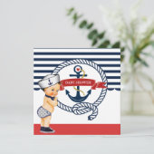 航海のAhoyそれは男の子のベビーシャワーの招待状です 招待状 (スタンド正面)