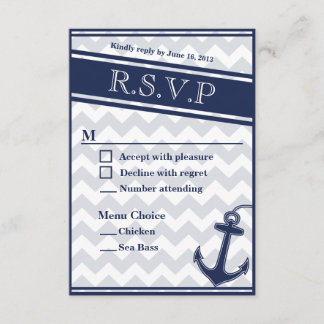 航海のchevron navy blue RSVPメニュー2つの選択肢 出欠カード