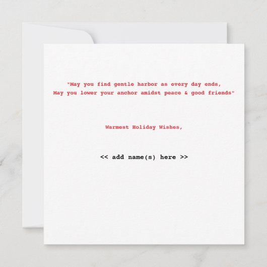 航海のChristmas Customizable Flat Greeting Card カード (裏面)