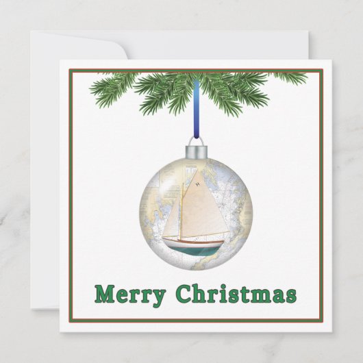 航海のChristmas Customizable Flat Greeting Card カード (正面)