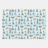 航海のChristmas Light houses Water Color Coastal ラッピングペーパーシート (正面)
