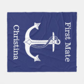 航海のFirst Mate白いかりパーソナライズされた フリースブランケット (正面(横))