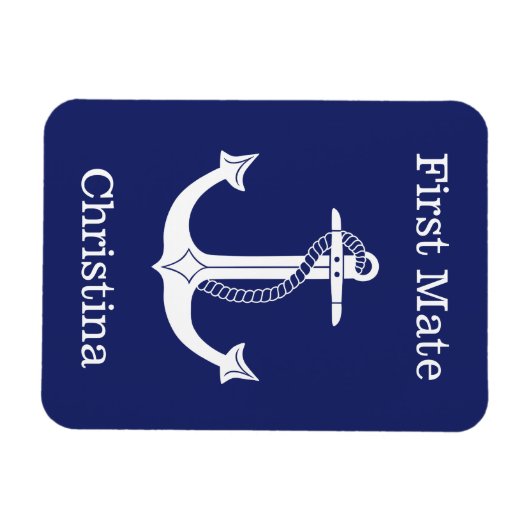 航海のFirst Mate白いかりパーソナライズされた マグネット (横)