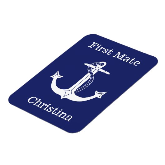 航海のFirst Mate白いかりパーソナライズされた マグネット (左側)