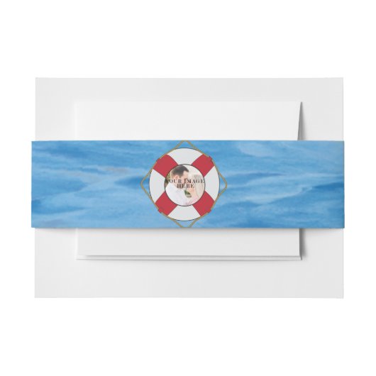 航海のPic Water Color'sを使用したLife Preserver結婚 招待状ベリーバンド (正面例)
