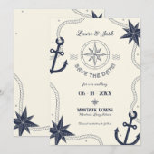 航海のSave the Dateのお知らせ 招待状 (正面/裏面)