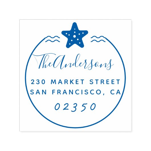 航海のStarfishファミリー名と差出人住所 セルフインキングスタンプ (デザイン)