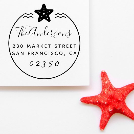 航海のStarfishファミリー名と差出人住所 セルフインキングスタンプ