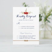 航海をテーマにしたウェディング 赤、白、青のセミフォーマル 出欠カード (スタンド正面)