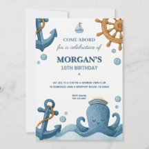 航海をテーマにしたオーシャン誕生日招待状