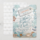 航海をテーマにしたビーチウェディング | Save the Date セーブザデート (正面/裏面)