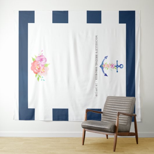 航海をテーマにしたブライダルシャワーの写真撮影ブース タペストリー (インサイチュ(横))