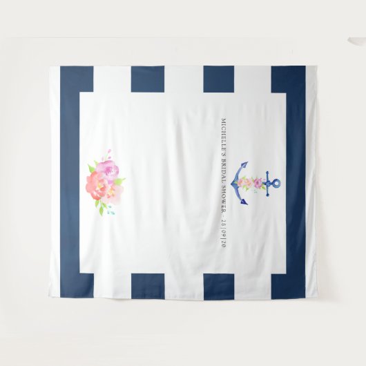 航海をテーマにしたブライダルシャワーの写真撮影ブース タペストリー (正面(横))