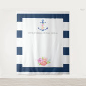 航海をテーマにしたブライダルシャワーの写真撮影ブース タペストリー (正面)