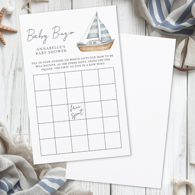 航海をテーマにしたベビーシャワービンゴゲーム (Nautical Baby Shower Bingo Game)
