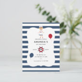 航海をテーマにした女の子の誕生日パーティー ポストカード (スタンド正面)