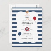 航海をテーマにした女の子の誕生日パーティー ポストカード (正面/裏面)