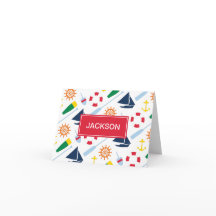 航海をテーマにした子供用感謝カード