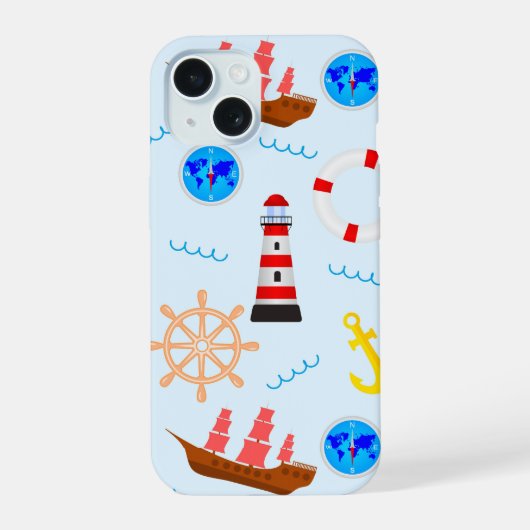 航海をテーマにした携帯ケース iPhone 15ケース (裏面)