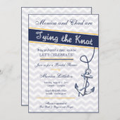 航海をテーマにした結婚前お披露目招待状 - ビーチアンカー 招待状 (正面/裏面)