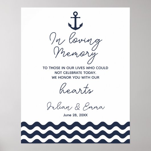 航海を記念したウェディングアンカーサイン ポスター (正面)