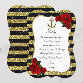 航海アンカーゴールドブラックストライプ メイドオブオナー 招待状
