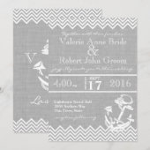 航海アンカーシェブロンビーチウェディング 招待状 (正面/裏面)