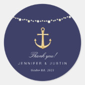 航海アンカー結婚式の引き出物感謝ステッカー ラウンドシール (正面)