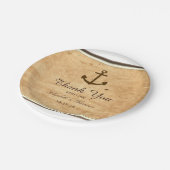 航海アンカー額縁付きヴィンテージ紙ウェディング ペーパープレート (アングル)