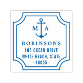 航海アンカー ダブルモノグラム 返信住所ラベル セルフインキングスタンプ (デザイン)