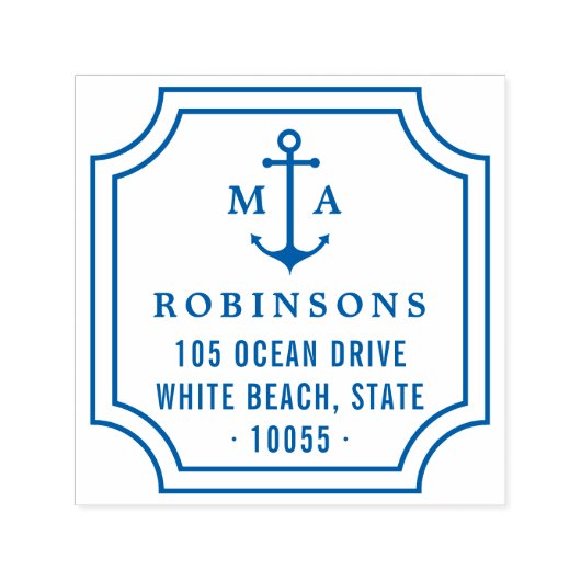航海アンカー ダブルモノグラム 返信先住所 セルフインキングスタンプ (デザイン)
